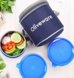 Oliveware Stainless Steel Lunch Box with Insulated Fabric Bag (690 ml, 3 Containers, Ideal for Office Use, Leak-Proof Design) - Image 3