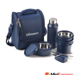 Oliveware Teso Pro Lunch Box | 3 Stainless Steel Containers | Plastic Pickle Box | Steel Spoon & Fork | Insulated Fabric Bag | Leak Proof | Microwave Safe | Full Meal | Easy to Carry | Black 4 Containers Lunch Box  (1470 ml, Thermoware)