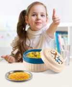 Big Plastic  Lunch Box with Plate 315 ml, Beige - Image 3