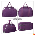 65 L Strolley Duffel Bag – Lightweight Travel Duffel with Wheels – Ideal for Family Use – Purple – Large Capacity - Image 2