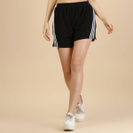 Black Striped Women’s Regular Fit Shorts - Image 2