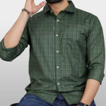 Men’s Regular Fit Checkered Formal Shirt with Spread Collar – Classic Style