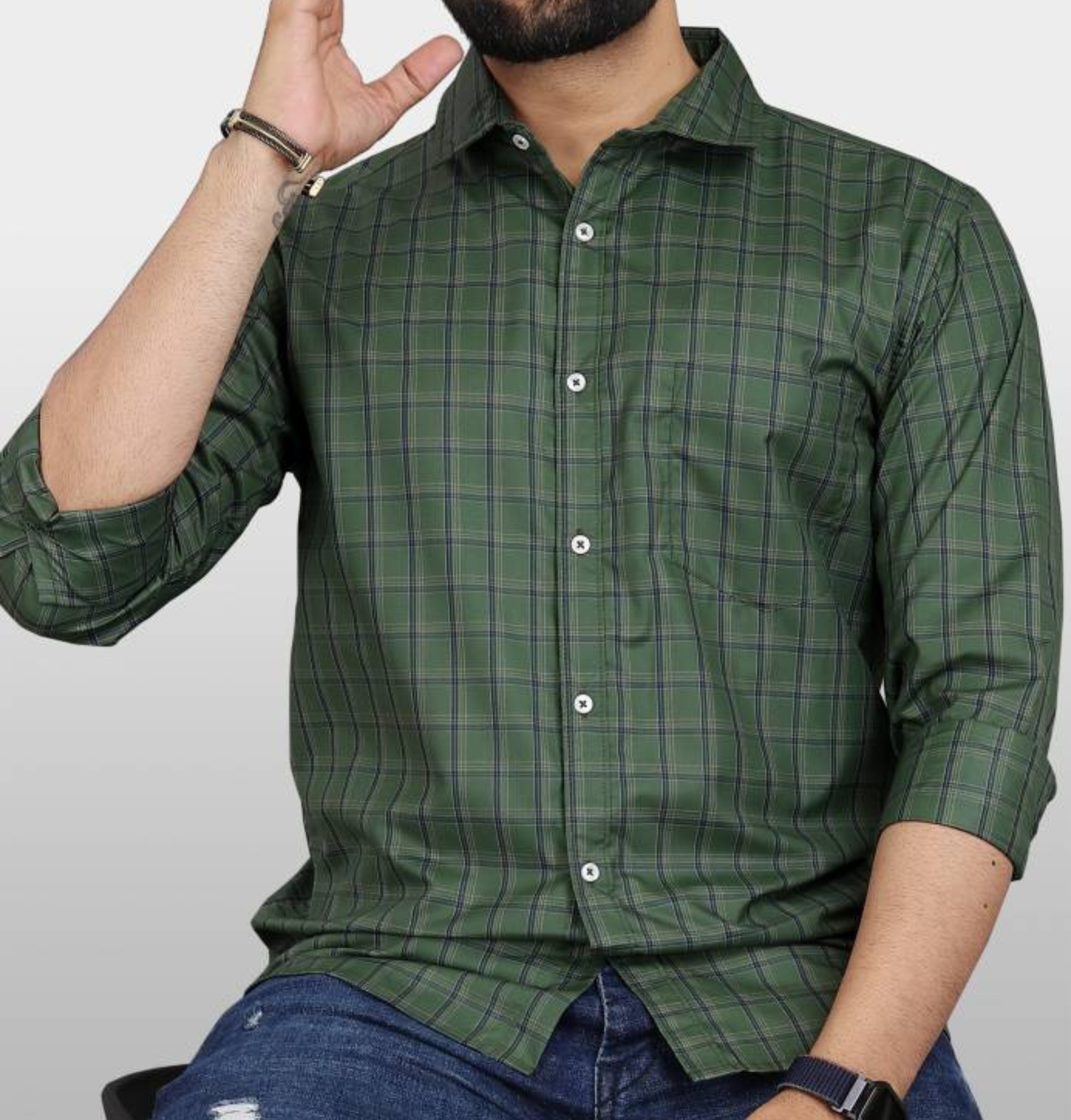 united desi (98) Men’s Regular Fit Checkered Formal Shirt with Spread Collar – Classic Style - Image 1