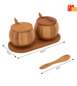 Black Gold The Finer Touch Bamboo Jar Set for Salt, Pepper & Condiments | Bamboo Lids & Tray | Ideal for Spices, Pickles, and More - Image 3