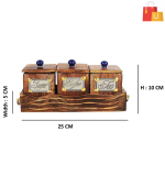 Wooden 3-Container Canister Set with Tray & Lid for Tea, Coffee, and Sugar – 600ml Capacity - Image 2