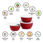 Stainless Steel Microwave Safe Bowls -Set of 3 - Image 4