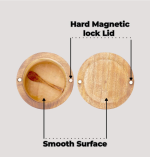 Round Wooden Salt Cellar with Magnetic Lid and Spoon - Image 2