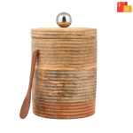 Round Wooden Salt Cellar with Spoon | Multi-Purpose Spice, Tea, and Seasoning Jar