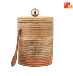 Round Wooden Salt Cellar with Spoon | Multi-Purpose Spice, Tea, and Seasoning Jar