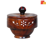 Wooden Sugar and Spice Pot with Lid and Spoon | Perfect for Kitchen Storage