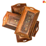 Handcrafted Sheesham Wood Rectangular Serving Trays | Set of 3