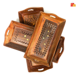 Handcrafted Sheesham Wood Rectangular Serving Trays | Set of 3
