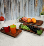 Handcrafted Sheesham Wood Rectangular Serving Trays | Set of 3 - Image 2