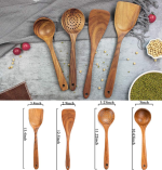 AIUHI Mondayou Handmade Natural Teak Wood Organic Spoons for Nonstick Cookware – Set of 5 - Image 3