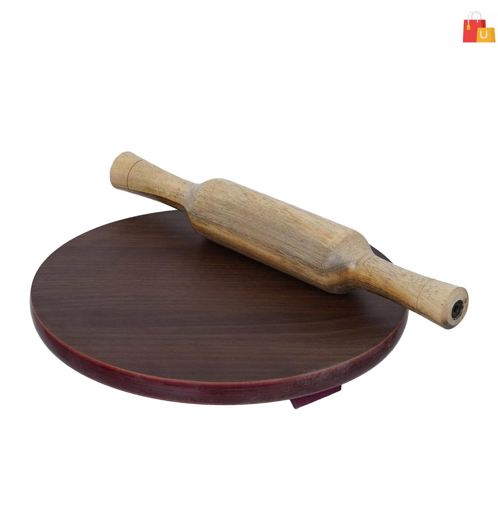 united design - 2025-01-09T105859.048 9-Inch Plywood Chakla with Wooden Rolling Pin | Versatile Kitchen Tool for Effortless Rolling - Image 1
