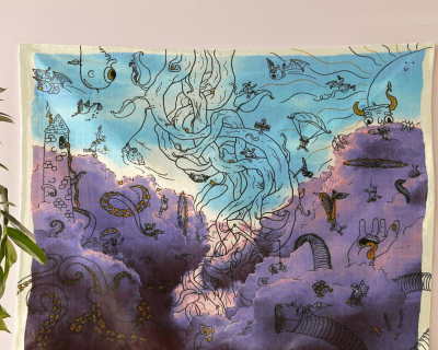 Cloudy Doodles Wall Hanging