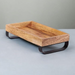 Natural Medium-Sized Wooden Tray for Serving and Decoration