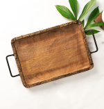 Stylish Wood Serving Tray with Black Metal Accents – Stylish and Functional - Image 3
