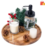 Beautiful Round Wooden Tray – Ideal for Serving, Decoration, and Candle Display