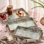 Set of 3 enamel Coated MDF Wooden Trays – Decorative and Functional