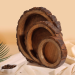 Set of 3 Wooden Trays – Ideal for Serving Snacks, Fruits, or Decorative Use