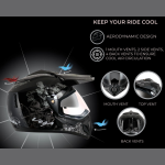 Vega Off Road Gloss Finish Full Face Dual Visor with Peak Helmet for Men and Women Outer Clear Visor and Inner Smoke Sun Visor - Image 4