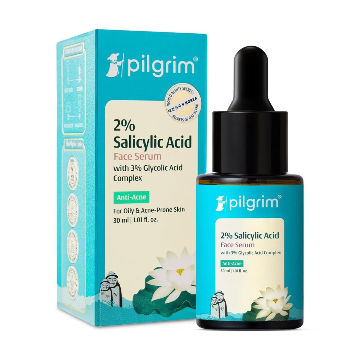@Miniexpress.lk - 2026-07-02T222637.903 Pilgrim Korean 2% Salicylic Acid + 3% Glycolic Acid Anti Acne Serum for Oily & Acne Prone Skin - 30 ml - Image 1