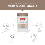 Swisse Vegan Calcium + Vitamin D3 for Stronger Bones, Teeth, Muscles & Immunity - 60 Tablets - Image 2