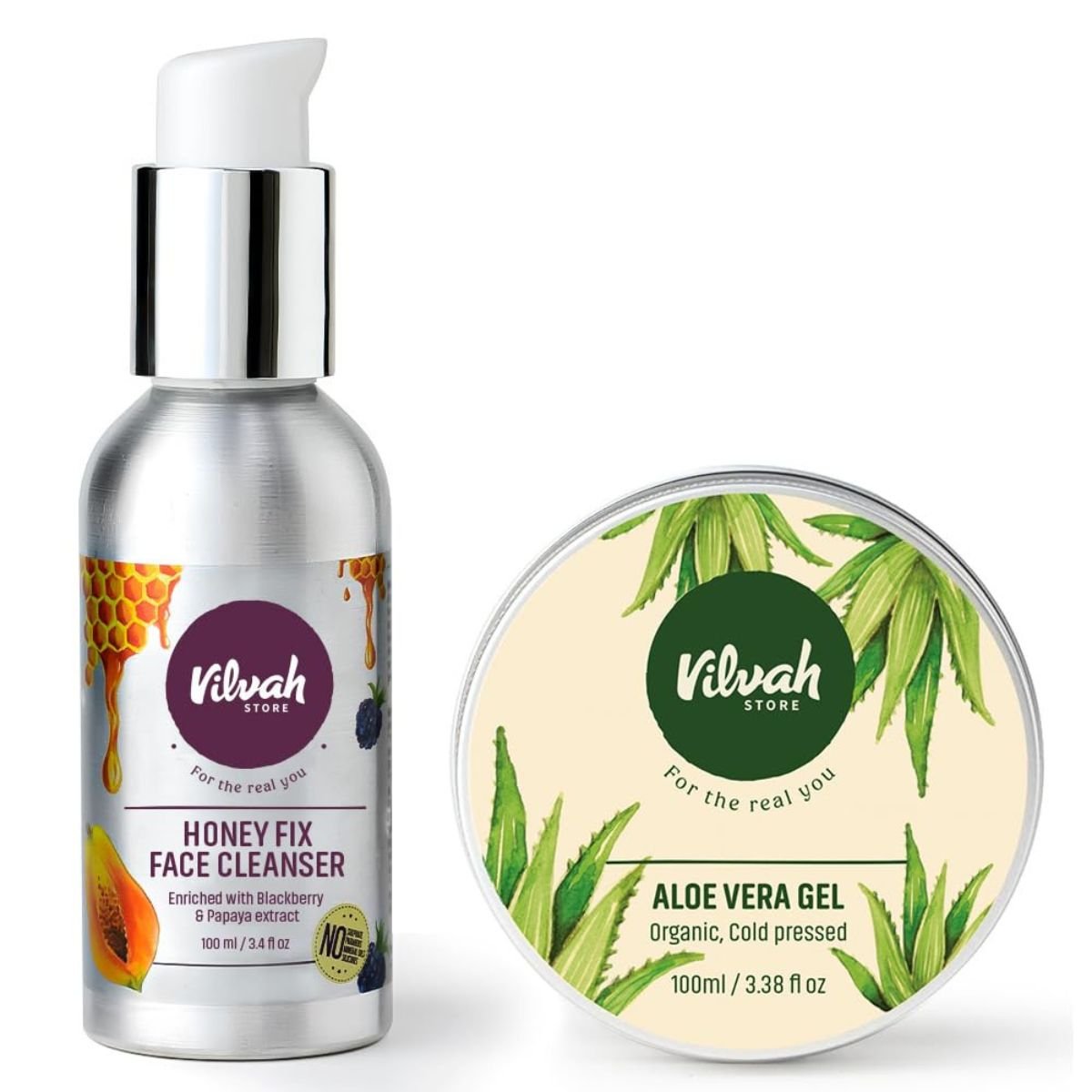 @Miniexpress.lk - 2026-07-10T232628.130 Vilvah Anti-Acne Combo | Honey Fix Face Wash + Aloe Vera Gel - 100ml Each - Image 1